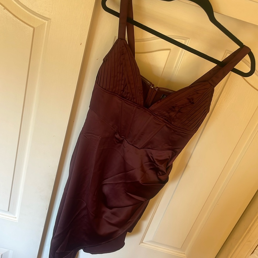 Miss guided burgundy wine red dress. Asymmetrical hem. Never worn on tried on